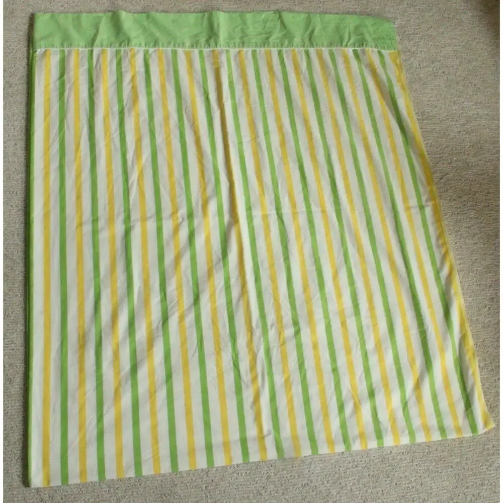 Cannon Monticello Full Flat Sheet Green Yellow Stripe Vintage Retro